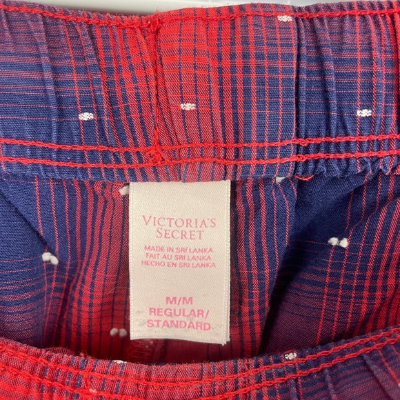 Y2K‎ Victorias Secret Plaid Pajama Set Cotton Red Blue Holiday Comfy Winter Med - Picture 7 of 13